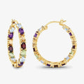 Multi colored Stone Hoop Earrings by Fine Color Jewels