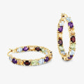 Multi colored Stone Hoop Earrings by Fine Color Jewels