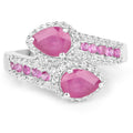 2.43 Carat Glass Filled Ruby and White Topaz Sterling Silver Ring by Bids.com
