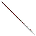 Round Red Garnet & Diamond Prong Sterling Silver Tennis Bracelet by Fine Color Jewels