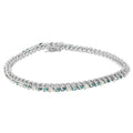14K White Gold 4 5/8 Cttw Alternating White and Blue Diamond Martini Set Tennis Bracelet (H-I Color, I1-I2 Clarity) - 7" Inches by Bids.com