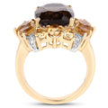 14K Yellow Gold Plated 7.10 Carat Genuine Smoky Quartz, Citrine & White Topaz Brass Ring by Bids.com