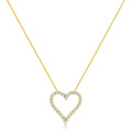 14K Yellow Gold Plated .925 Sterling Silver 2.00 Cttw Shared Prong-Set Round Brilliant-Cut Diamond Open Heart 18" Pendant Necklace (K-L Color, I2-I3 Clarity) by Bids.com