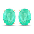 2.40 Ct Oval Green Zambian Emerald Prong 10K White Gold Stud Earrings by Fine Color Jewels
