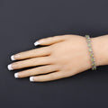 9.24 Ct Heart Green Peridot & Diamond Prong Silver Tennis Bracelet by Fine Color Jewels