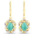 2.36 Carat Genuine Emerald and White Topaz .925 Sterling Silver Earrings by Avera Group