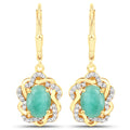 2.36 Carat Genuine Emerald and White Topaz .925 Sterling Silver Earrings by Bids.com