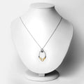 Round Blue Sapphire Prong Silver Mom Pendant Necklace by Fine Color Jewels
