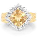 14K Yellow Gold Plated 3.58 Carat Genuine Citrine & White Topaz .925 Sterling Silver Ring by Bids.com