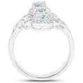 1.54 Carat Genuine Aquamarine and White Zircon .925 Sterling Silver Ring by Bids.com