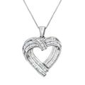 Sterling Silver 7/8 cttw Baguette Diamond Heart Pendant Necklace (I-J, I2-I3) by Bids.com