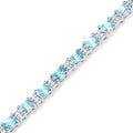 8.84 Carat Genuine Blue Zircon and Topaz White .925 Sterling Silver Bracelet by Bids.com