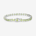 13.64 Ct Heart Green Peridot Prong Sterling Silver Box Clasp Tennis Bracelet by Fine Color Jewels