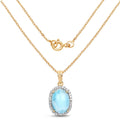 14K Yellow Gold Plated 13.55 Carat Genuine Larimar and White Topaz .925 Sterling Silver Pendant by Bids.com