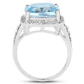 7.18 Carat Genuine Blue Topaz and White Topaz .925 Sterling Silver Ring by Bids.com