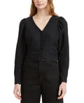 Levis Teegan Cotton Mutton-Sleeve Blouse – Black, Size Small by Vanessa Jane