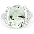 8.12 Carat Genuine Green Amethyst, White Topaz & White Diamond .925 Sterling Silver Ring by Bids.com