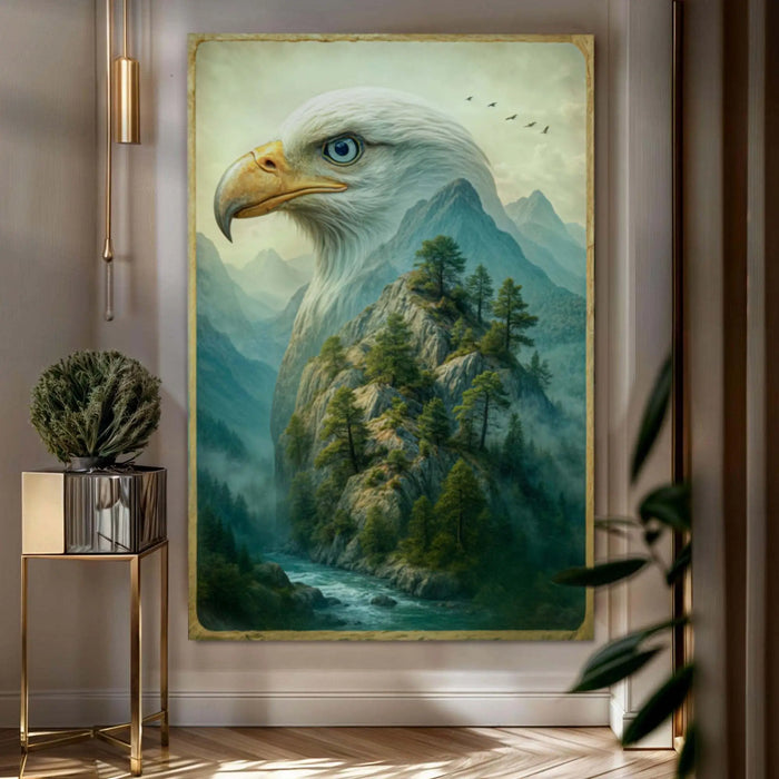 Eagle Over The Canyon Double Exposure Wall Art by Tailored Canvases