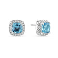 Earrings and Necklace Natural Cushion Blue Topaz Jewelry Sets by Fine Color Jewels