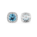 Earrings and Necklace Natural Cushion Blue Topaz Jewelry Sets by Fine Color Jewels