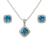 Earrings and Necklace Natural Cushion Blue Topaz Jewelry Sets