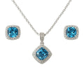 Earrings and Necklace Natural Cushion Blue Topaz Jewelry Sets by Fine Color Jewels