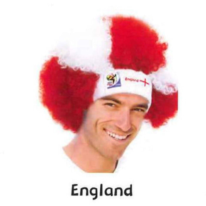 England World Cup Soccer Afro Wig 25-Count Case Pack – Official FIFA Licensed Retro Fan Gear by Price Is Right Miami