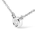 10K White Gold 1/10 Carat Round Brilliant-Cut Diamond Modern Bezel-Set Solitaire 16"-18" Pendant Necklace (H-I Color, SI2-I1 Clarity) by Bids.com