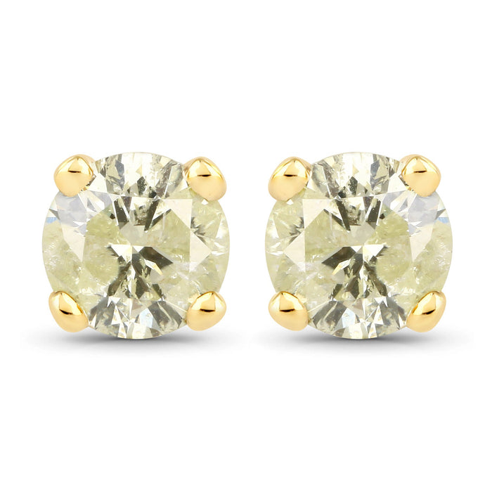 0.95 Carat Genuine LB Diamond 14K Yellow Gold Earrings by Bids.com