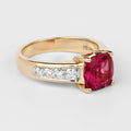 2.70 Carat Genuine Rubellite and White Diamond 14K Yellow Gold Ring by Bids.com