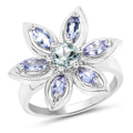 1.34 Carat Genuine Aquamarine and Tanzanite .925 Sterling Silver Ring by Bids.com