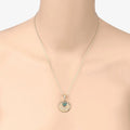 Round Green Emerald Prong Gold Plated Silver Mom Heart Pendant Necklace by Fine Color Jewels