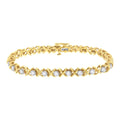 10K Yellow Gold Plated Sterling Silver 1 cttw Diamond Link Bracelet (J-K Clarity, I1-I2 Color) - Size 7" by Bids.com