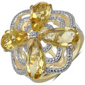 14K Yellow Gold Plated 8.81 Carat Genuine Citrine & White Diamond .925 Sterling Silver Ring by Bids.com