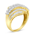 10K Yellow Gold 1.0 Cttw Round & Baguette Cut Diamond 64 Stone Bypass Style Channel Set Modern Statement Ring (H-I Color, SI1-SI2 Clarity) - Size 6 by Bids.com
