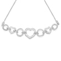 .925 Sterling Silver 1/10 Cttw Round-Cut Diamond Heart-Link Adjustable Bolo Bracelet ( H-I Color, I2-I3 Clarity) - 6"-9" Adjustable by Bids.com