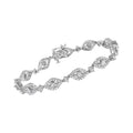 .925 Sterling Silver 2 1/2 Cttw Diamond Pear Shaped and Bezel Link Bracelet (I-J Color, I2-I3 Clarity) - 7.5 " by Bids.com