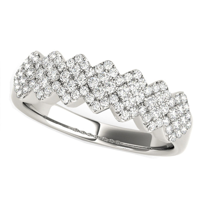 Diamond Studded Wide Multi-Diagonal Pattern Ring in 14k White Gold (5/8 cttw) by Bids.com