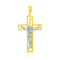 14k Two-Tone Gold Cross with Figure Pendant by Bids.com