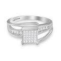 10K White Gold 1/3 Cttw Invisible Set Princess-cut Diamond Cluster Bypass Ring (H-I Color, SI1-SI2 Clarity) - Ring Size 7 by Bids.com