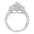 .925 Sterling Silver 1.0 Cttw Round & Baguette-Cut Diamond Marquise-Shaped Cluster Triple Stepped Halo Cocktail Fashion Ring (I-J Color, I2-I3 Clarity) - Size 7 by Bids.com