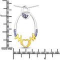 Round Violet Tanzanite Prong Silver Mom Pendant Necklace by Fine Color Jewels