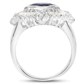 3.06 Carat Glass Filled Sapphire and White Topaz .925 Sterling Silver Ring by Bids.com