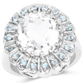 5.90 Carat Genuine Crystal Quartz and Swiss Blue Topaz .925 Sterling Silver Ring by Bids.com