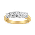 18K Yellow Gold 1.0 Cttw 4 Prong Set Round Cut Diamond Step up 5 Stone Ring Band (F-G Color, SI1-SI2 Clarity) - Size 6 by Bids.com
