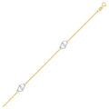 14k Two Tone Gold Entwined Heart Stationed Anklet by Bids.com