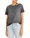 Paige Slashed Short Sleeve T-Shirt in Black, Size Small by Vanessa Jane