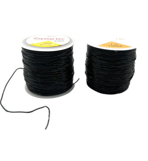 Elastic Weaving Thread, Black, 100 Meters