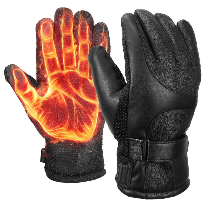 Electric Heated Touchscreen Thermal Gloves Leather USB Plug by DailySale