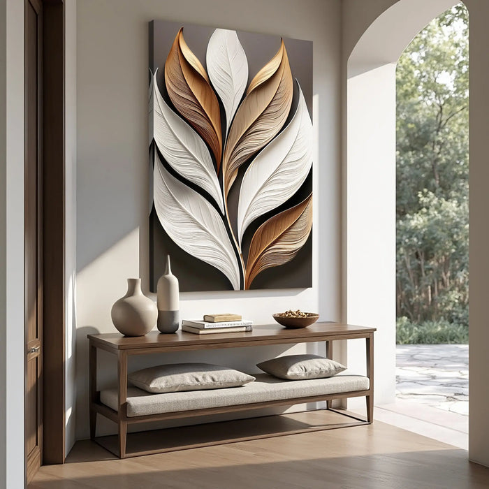 Elegant 3D Leaf Wall Art by Tailored Canvases